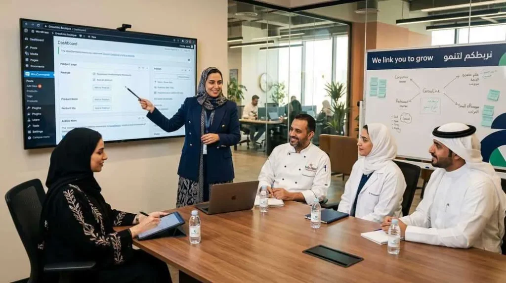 جلسة تدريب مع مديرة التدريب في فريق ويب لينك جرو