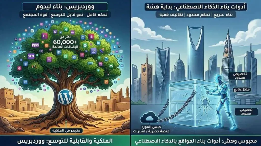 المواقع الإلكترونية مع وردبريس تنمو تتطور وبلا تكاليف خفية