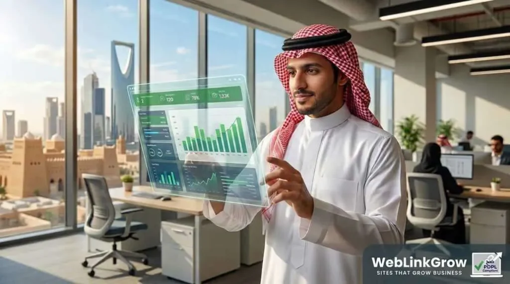 المواقع الإلكترونية المصممة عبر ويب لينك جرو متوافقة مع انظمة حماية البيانات والخصوصية السعودية والعالمية